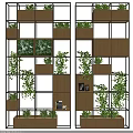 Modern Wooden And Metal Frame Shelving Unit With Green Plants And Decorative Items