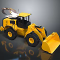 Yellow Heavy Duty Construction Loader With Large Bucket And Black Wheels