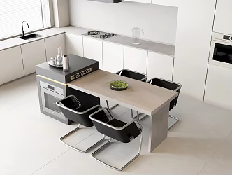 Bar Table and Chair Combination Nakajima Bar Table Marble Dining Table Casual Single Chair Marble Cabinet Gas Stove Faucet Sink Disinfection Cabinet Oven 3d model