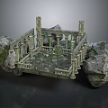 Scenic Landscape Of Ancient Stone Ruins With Rocky Terrain Mossy Columns And Archways