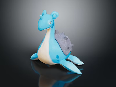 Cute Blue And White Stuffed Turtle Toy With Gray Shell Structure 3d model