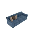 Cozy Blue Sectional Sofa With Soft Upholstery And Decorative Patterned Pillows 3d model