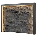 Textured Modern Background Wall With LED Strip Lights And Dark Frame