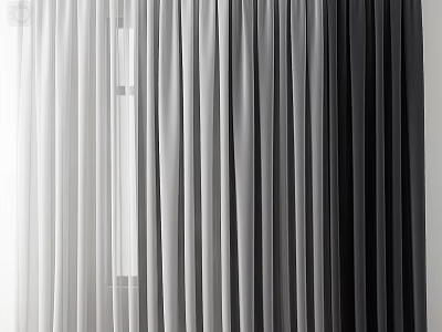 Elegant Sheer Curtains In White Grey And Black Tones For Modern Home Decor 3d model