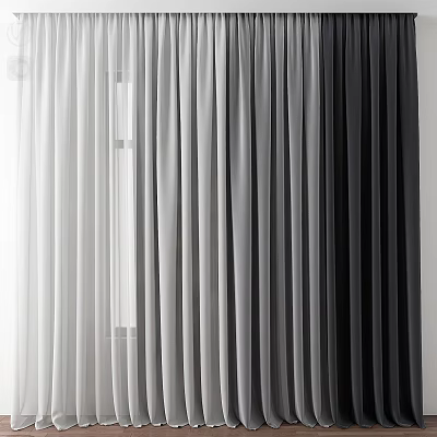 Elegant Sheer Curtains In White Grey And Black Tones For Modern Home Decor 3d model