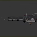 Military Style Rotary Barrel Weapon Featuring Black Metal Body And Red Accents