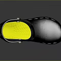 Shiny Dark Clogs With Yellow Perforations Gray Strap Black Sole And Green Inner 3d model