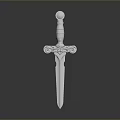 White Decorative Sword with Intricate Hilt Design and 3D Model