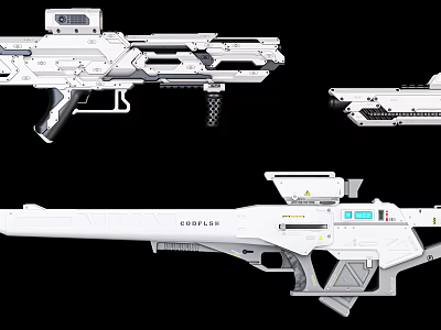 Futuristic White Weapon Design With Advanced Tactical Components Sleek Structure And Modern Features 3d model