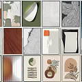 Various Abstract Wall Art Paintings With Natural Elements And Colorful Textures