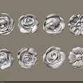 White Carved Floral Decorative Ornaments With Rose And Flower Patterns