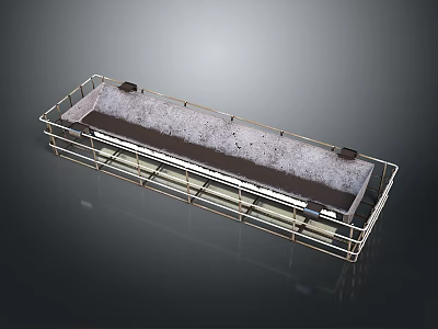 Industrial Metal Frame Rectangular Channel With Gray Interior And Support Structure 3d model