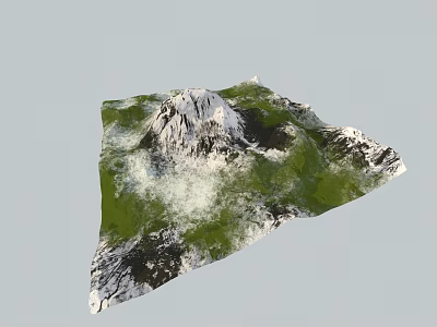 Garden Landscape Design Featuring Natural Terrain With Snowy Mountain And Lush Green Vegetation 3d model
