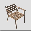 Simple Wooden Chair With Slatted Back Armrests And Slim Legs For Home Decor