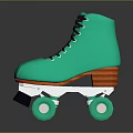 Green High Top Roller Skates With Black Laces And Green Wheels For Daily Use