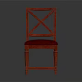 Red Cross Back Dining Chair With Upholstered Seat And Wooden Frame