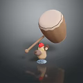 Cartoon Mouse Character Wearing Red Hat Holding Big Drum And Drumstick Standing On Transparent Base