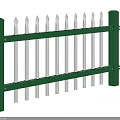 Green Frame Railings With White Vertical Bars And Pointed Tops 3d model