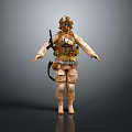 Game Movie Military Character With Helmet Tactical Vest Rifle And Combat Uniform
