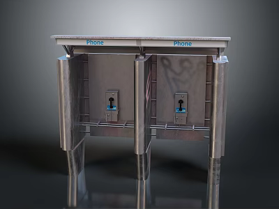 Outdoor Public Phone Booth Architectural Design With Metal Structure And Double Interfaces 3d model