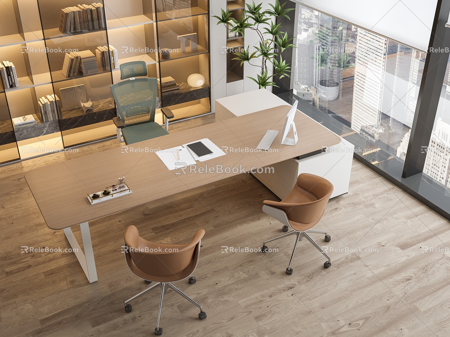 desk manager office manager desk boss desk and chair 3d model