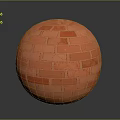 Scenic Landscape Featuring Red Brick Sphere With Textured Surface And Gray Background 3d model