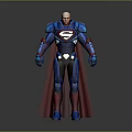 Game Movie Character 3D Model In Blue Red Costume With Red Cape Chest S Symbol