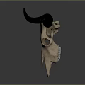 Decorative Ox Skull With Black Horns And Beige Body For Home Interior Decor