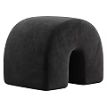 Comfortable Upholstered Sofa Stool With Curved Design And Brown Beige Black Colors