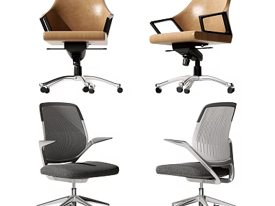 Modern Office Chairs With Mesh Leather And Fabric Materials Various Styles And Ergonomic Design 3d model