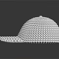 White Knitted Hat With Textured Woven Pattern And Curved Brim Design 3d model