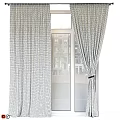 Tied Back Beige Linen Curtains Over Glass Doors With Canal And Building View