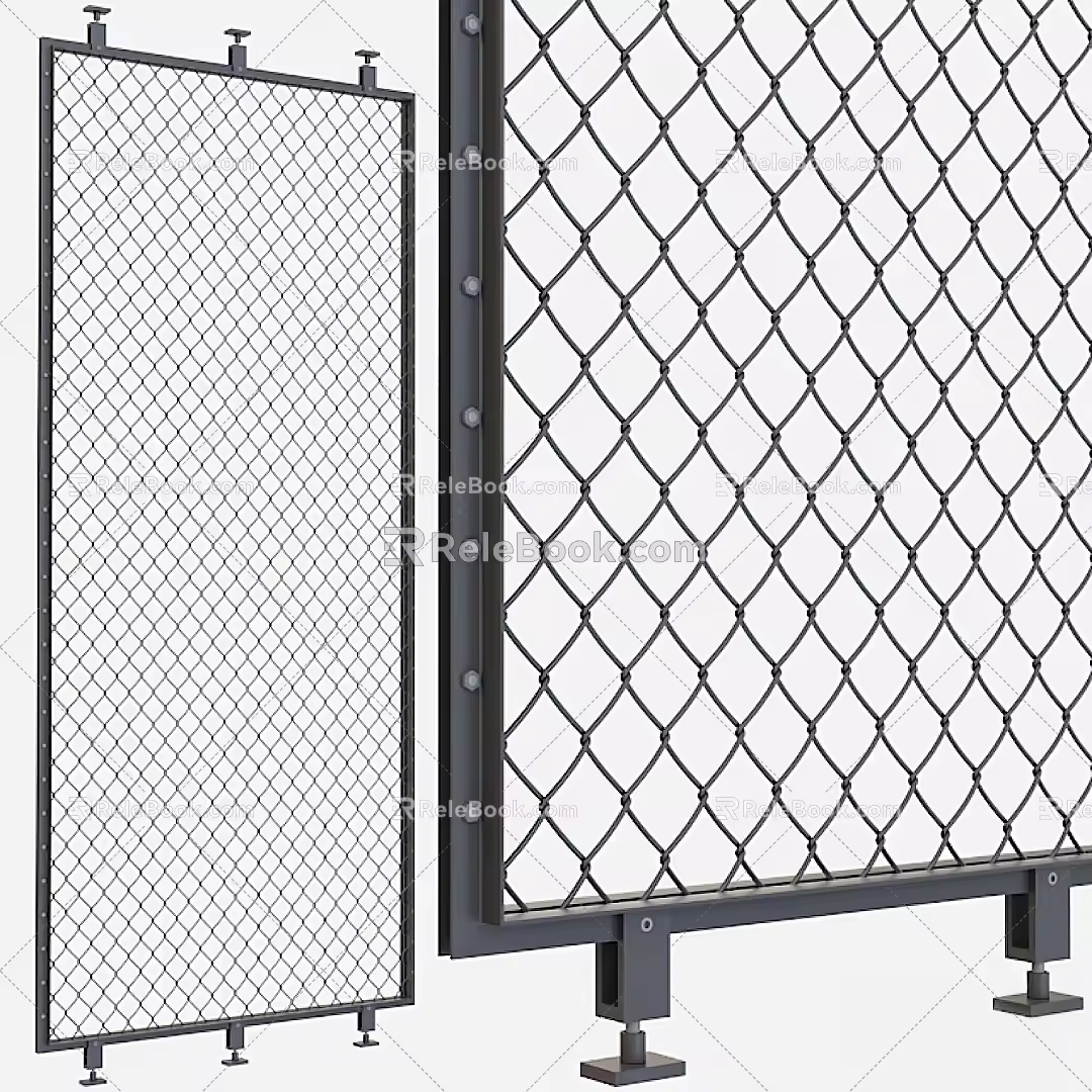 Modern barbed wire fence partition 3d model
