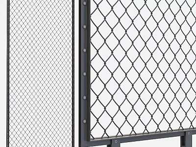 Sturdy Metal Mesh Fence Architectural Component With Steel Frame And Riveted Joints 3d model