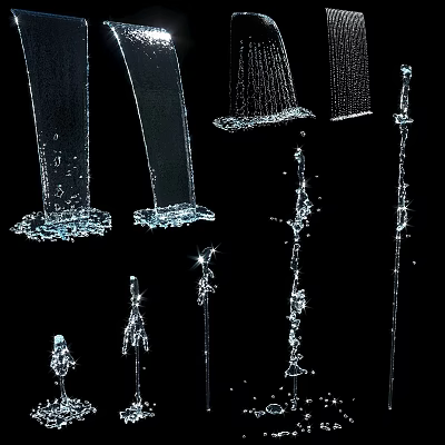 Garden Water Features With Various Water Jets And Splashing Effects For Outdoor Decor 3d model