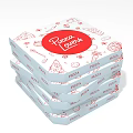 Ornament Decoration Set With Stacked Pizza Boxes Red Pizza Lovers Logo And Patterns