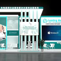 Leading Med Medical Devices Exhibition Booth With Teal Design And Product Displays