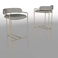 Modern Gray Upholstered Bar Stools With Metal Frame And Arms