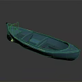 Blue Canoe With Open Interior And Seating Structure Design Features 3d model