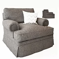 Gray Fabric Single Sofa With White Chevron Pattern Pillow And Comfortable Design 3d model