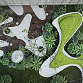 Modern Garden Landscape Design With Curved Pathways Green Lawns And Diverse Plants