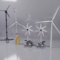 Detailed Wind Turbine Models As Construction Components Featuring Various Structures And Colors 3d model