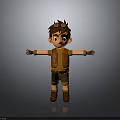 Playful Child Boy Wearing Pilot Goggles Brown Vest Shorts And Boots With Arms Outstretched