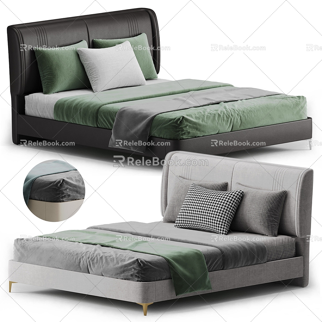 Modern Double Bed 3d model