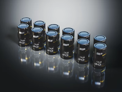 Modern Black Storage Jars With Blue Lids For Kitchen Home Organization 3d model