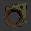 Green Military Weapon Featuring Red Accents White Component And Black Cable
