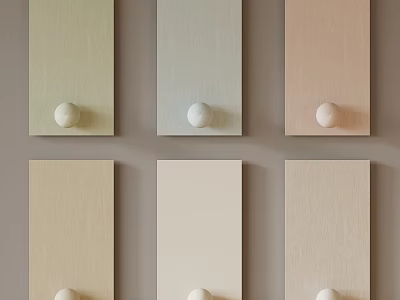 Minimalist Wall Panels With Decorative Round Buttons In Various Soft Colors 3d model