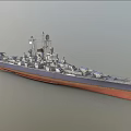 Detailed Military Warship With Upper Structure Radar Antennas And Deck Equipment