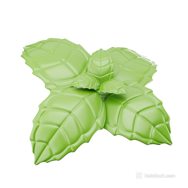 Vibrant Green Mint Leaves With Detailed Textured Surface And Overlapping Design 3d model 