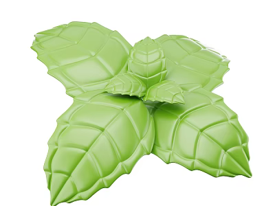 Vibrant Green Mint Leaves With Detailed Textured Surface And Overlapping Design 3d model